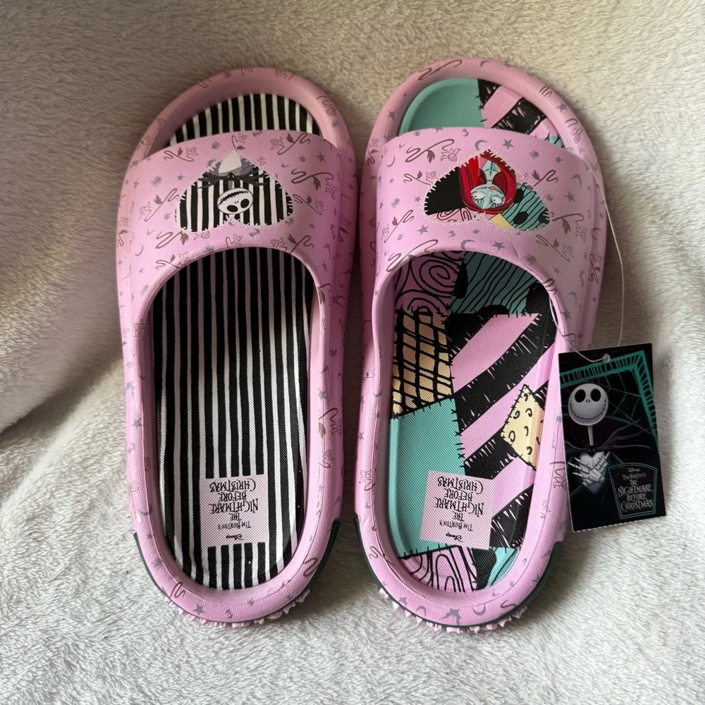 Nightmare Before Christmas Sandals Girls Size 6 Multi‎ Colored Slides Shoes New